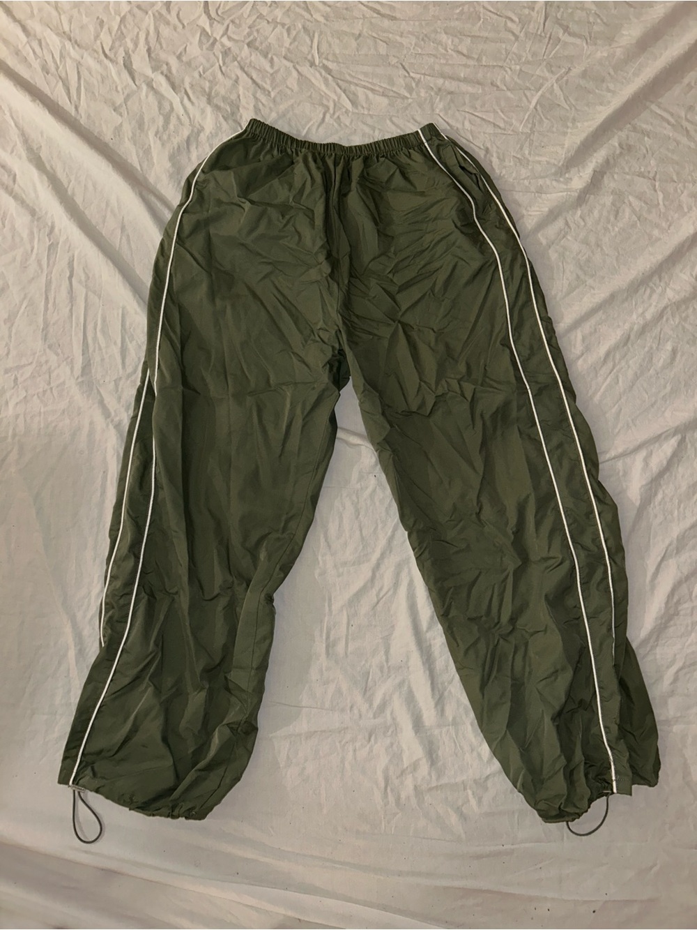 Olive Green Track Pants with White Piping